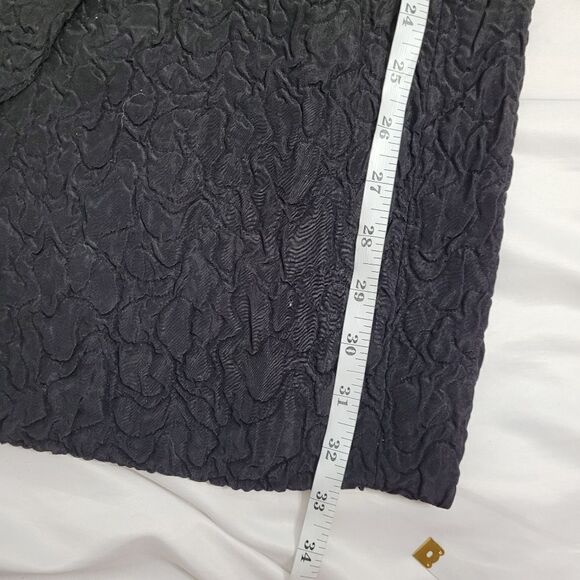 VINTAGE 80s black dress off‎ shoulder embossed gathered cocktail M - Picture 13 of 13